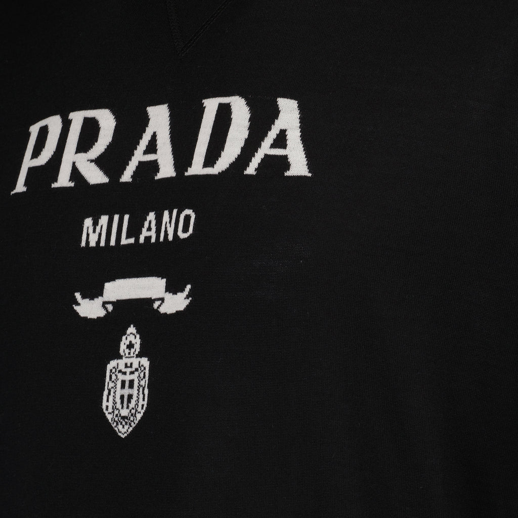 Maille T-shirt en laine extra-fine Prada Noir Homme