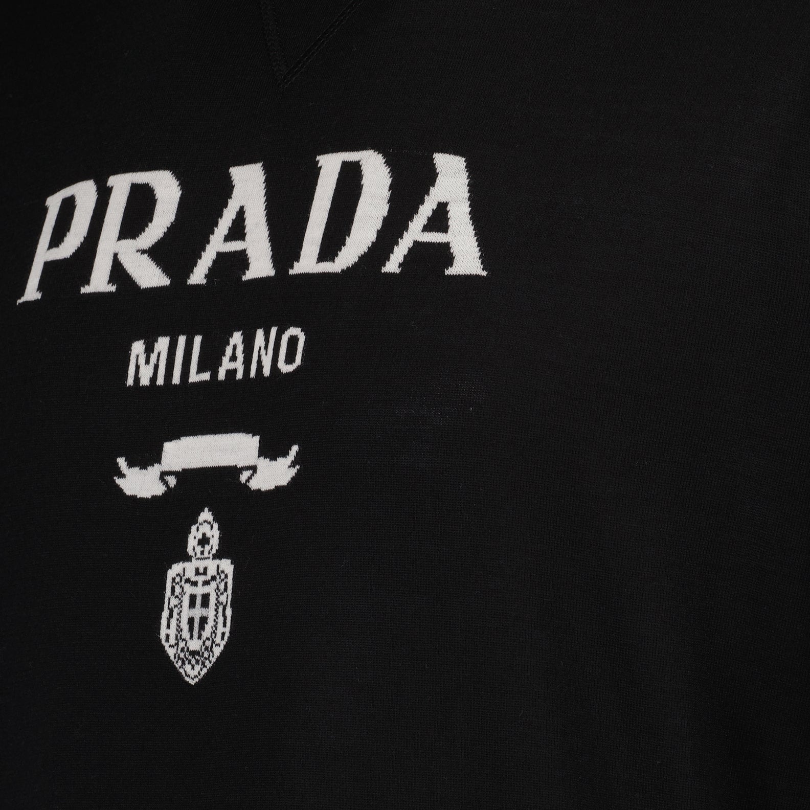 Maille T-shirt en laine extra-fine Prada Noir Homme