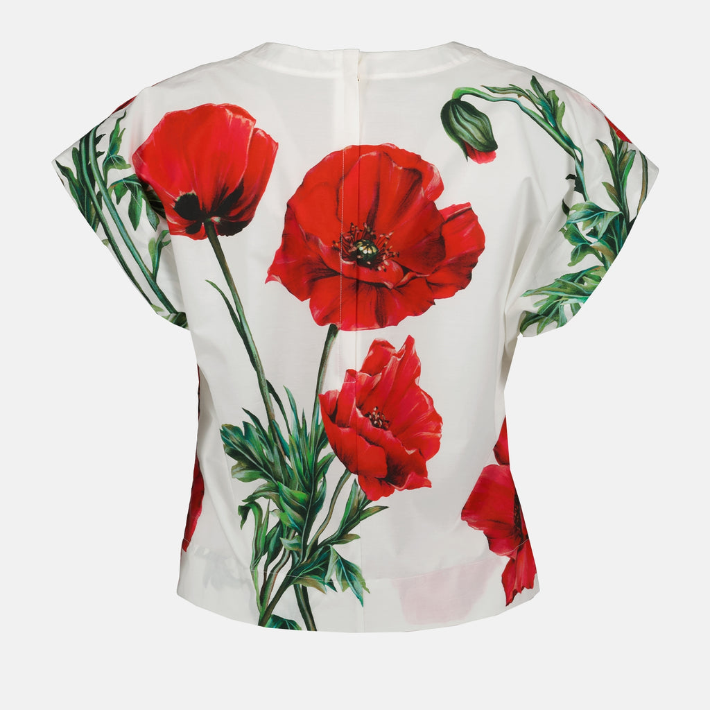 Camisetas T-shirt en popeline Dolce & Gabbana Blanco Femme
