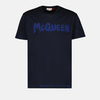Tシャツ グラフィティ T シャツ Alexander McQueen 青 男