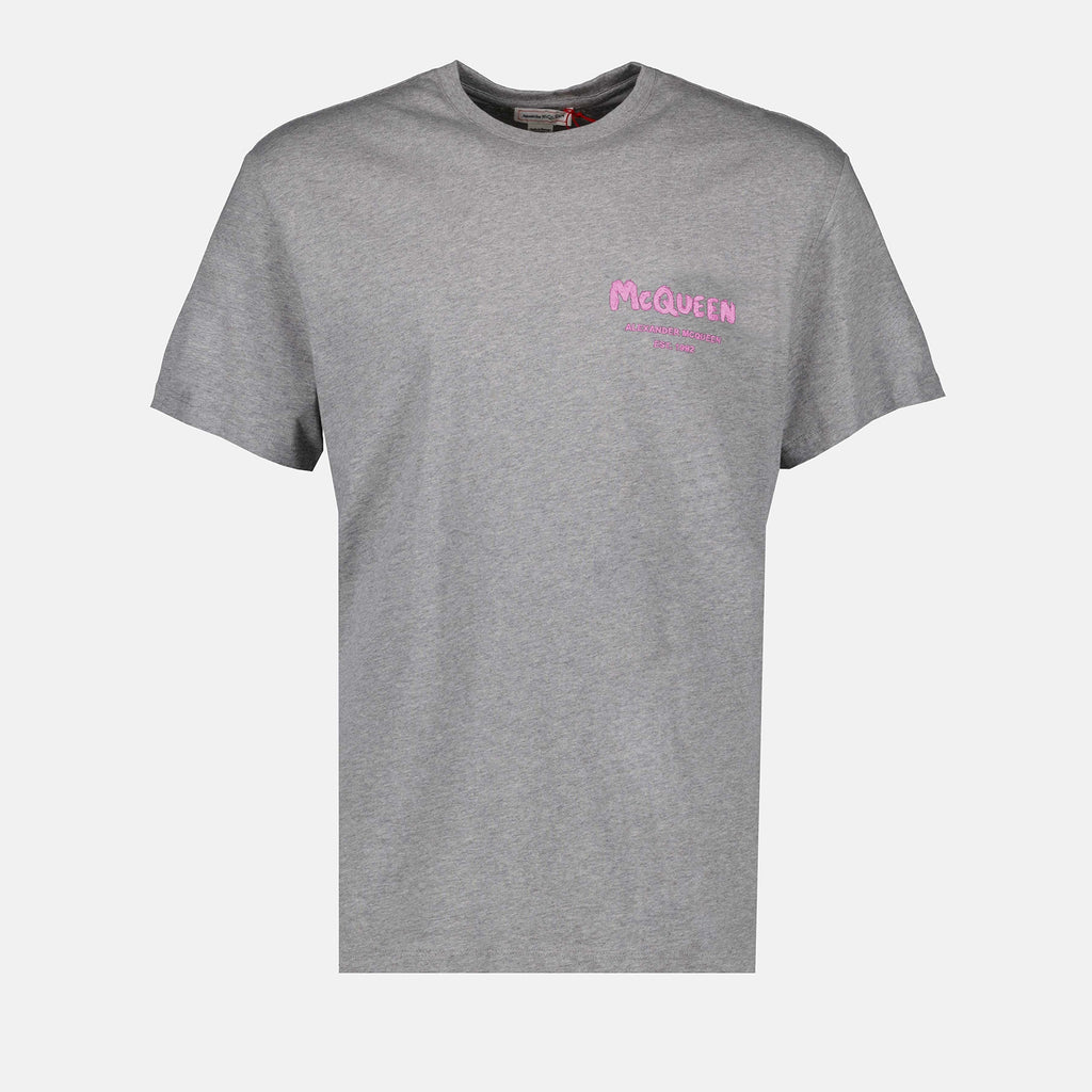 Camisetas T-shirt Graffiti Alexander McQueen Gris Homme