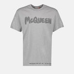 T-Shirts T-shirt Graffiti Alexander McQueen Grau Homme