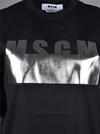 Sudaderas T-shirt logo lamé MSGM Negro Femme