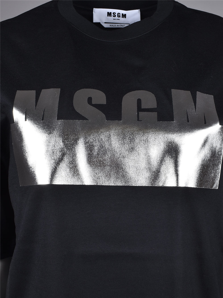 Sudaderas T-shirt logo lamé MSGM Negro Femme
