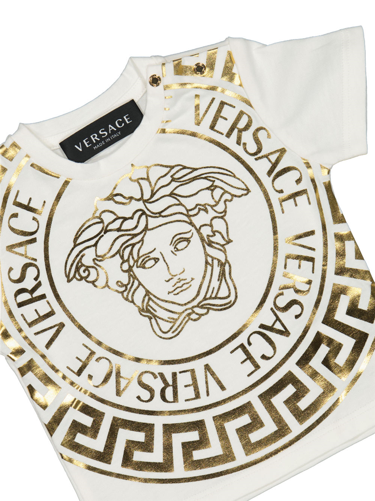 Bekleidung T-shirt Medusa en lamé Versace Weiß Kinder