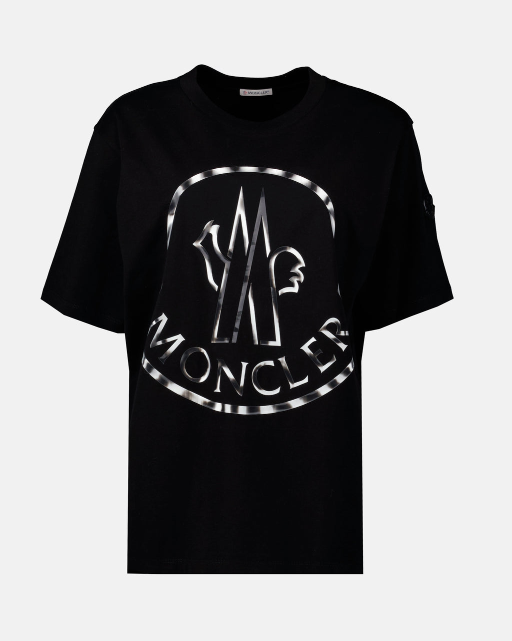 T-Shirts Metallisches Logo T-Shirt Moncler Schwarz Damen