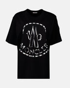 T-Shirts Metallisches Logo T-Shirt Moncler Schwarz Damen