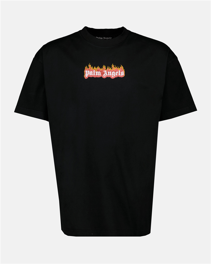 Camisetas T-shirt Burning logo Palm Angels Negro Homme