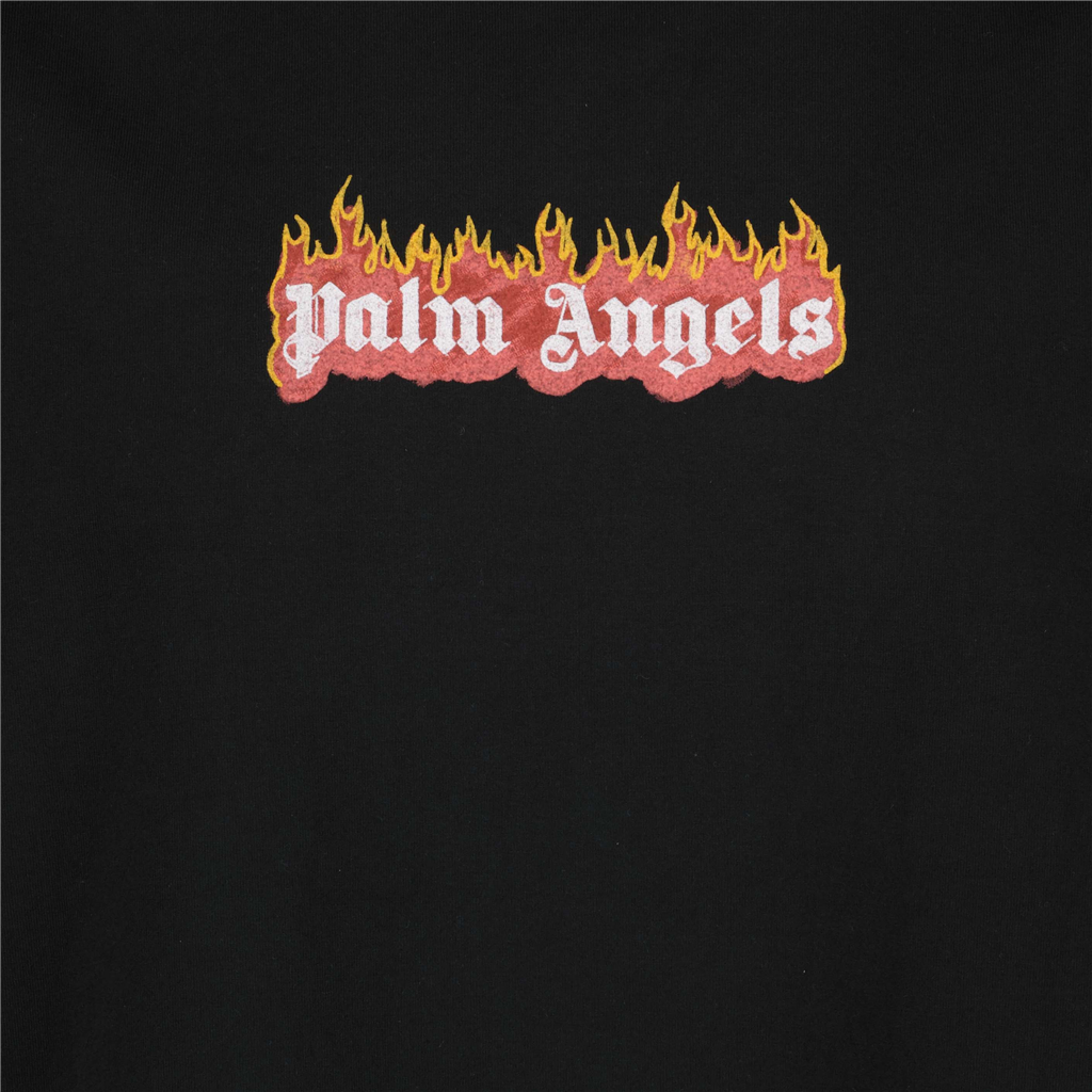 Camisetas T-shirt Burning logo Palm Angels Negro Homme