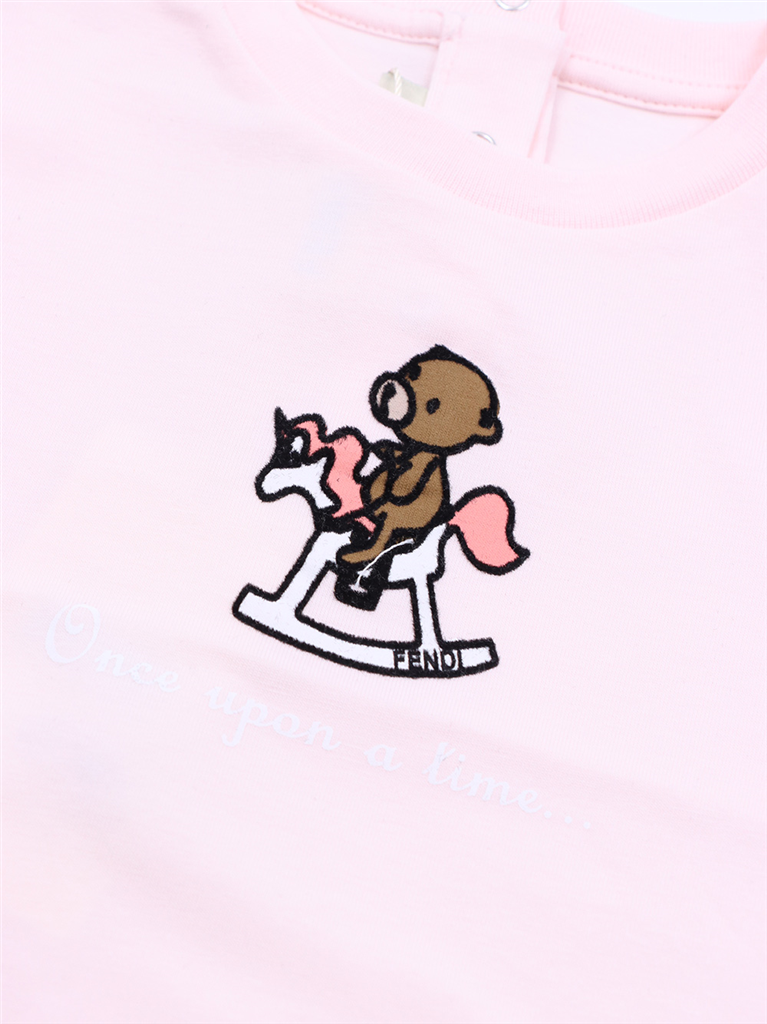 Vêtements T-shirt Ourson Fendi Rose Enfants