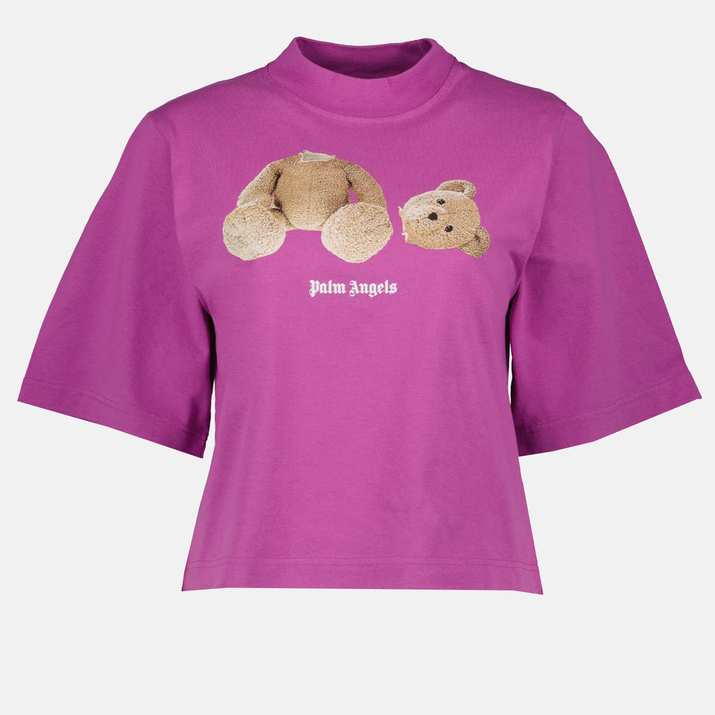 티셔츠 T-shirt crop Bear Palm Angels 보라 Femme