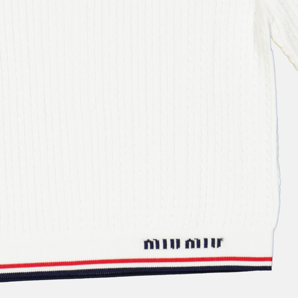 T-shirts Tricot à logo Miu Miu Blanc Femme