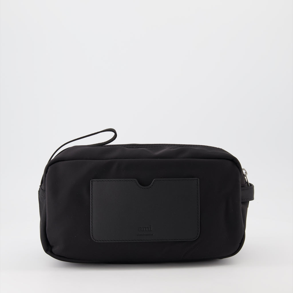 소형 가죽 제품 Trousse à logo Ami PARIS 검은색 남여공용