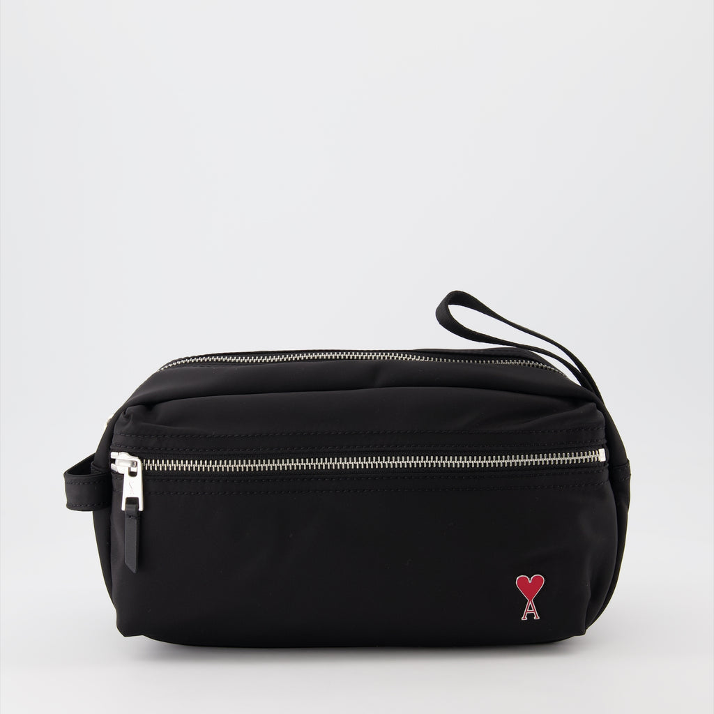 소형 가죽 제품 Trousse à logo Ami PARIS 검은색 남여공용