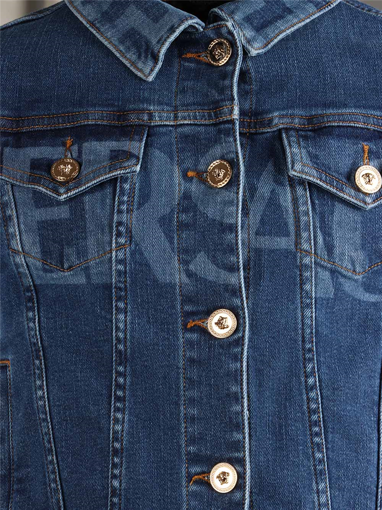 Bekleidung Veste en denim Greca Versace Blau Kinder
